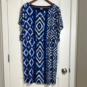 Chico's Blue and White Geometric Mini Dress